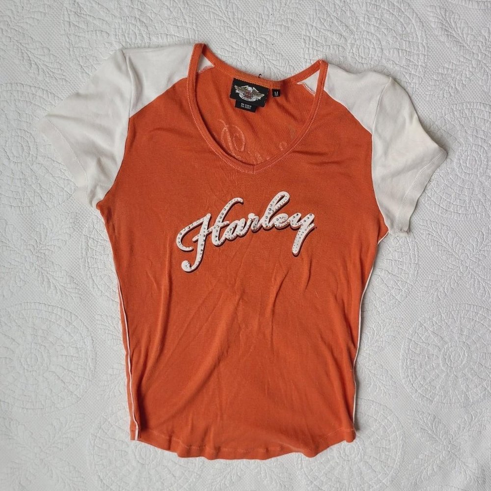 Vintage y2k Harley Davidson V-Neck Shirt